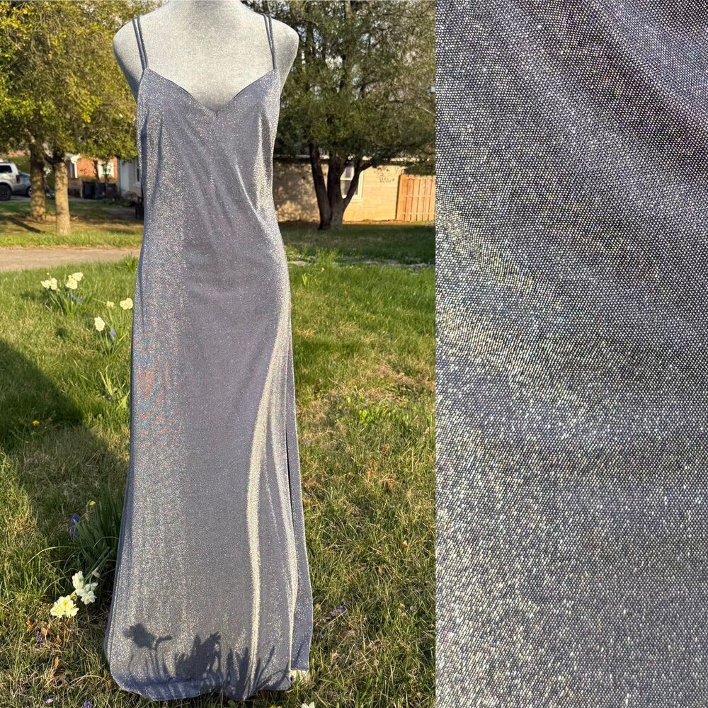Vintage 90s Zum Zum Prom Party Gown Y2K Maxi Dress Sz S Glam Sparkle Stretch USA